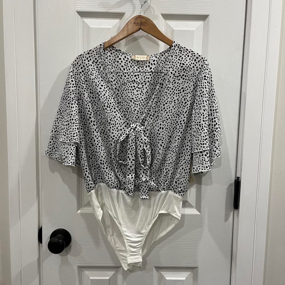 NWT altar’d state black & white polka dot body suit